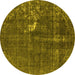 Round Oriental Yellow Industrial Rug, urb1031yw