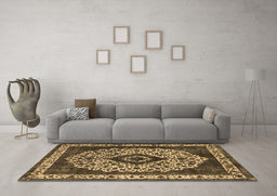 Machine Washable Oriental Brown Industrial Rug in a Living Room,, wshurb1032brn
