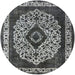 Round Mid-Century Modern Dark Gray Oriental Rug, urb1032