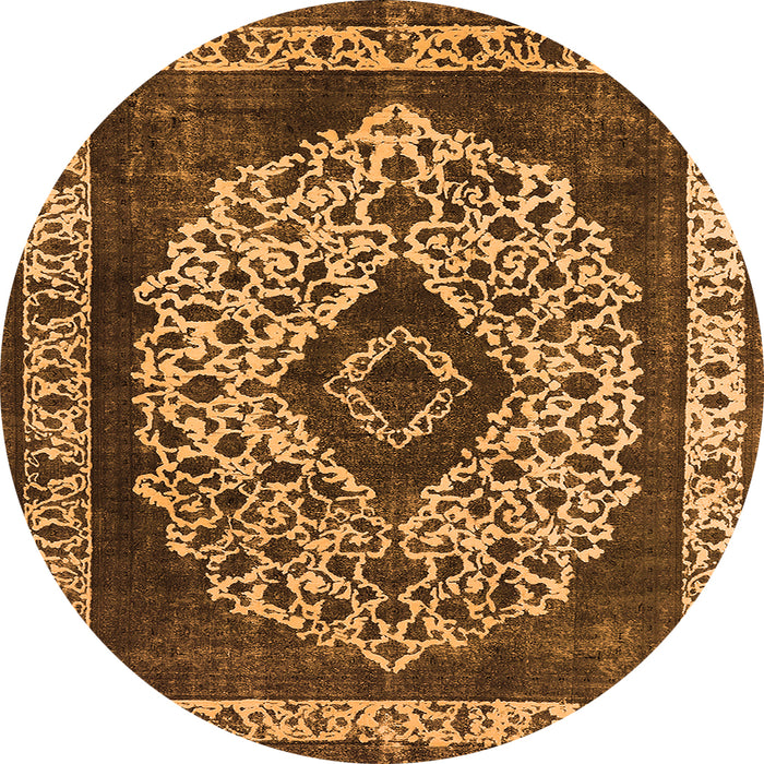 Round Oriental Orange Industrial Rug, urb1032org
