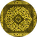 Round Oriental Yellow Industrial Rug, urb1032yw