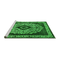 Sideview of Machine Washable Oriental Green Industrial Area Rugs, wshurb1032grn