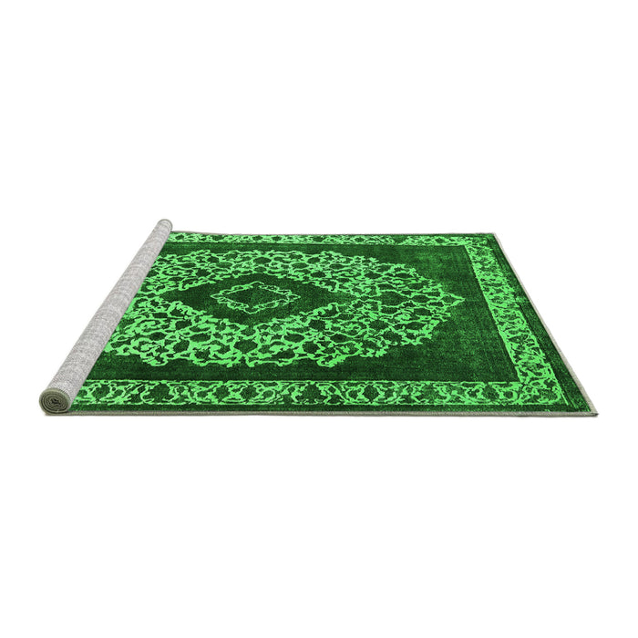 Sideview of Machine Washable Oriental Green Industrial Area Rugs, wshurb1032grn