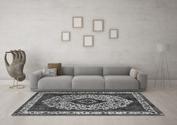 Machine Washable Oriental Gray Industrial Rug in a Living Room,, wshurb1032gry