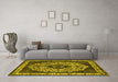 Machine Washable Oriental Yellow Industrial Rug in a Living Room, wshurb1032yw