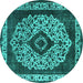 Round Oriental Turquoise Industrial Rug, urb1032turq