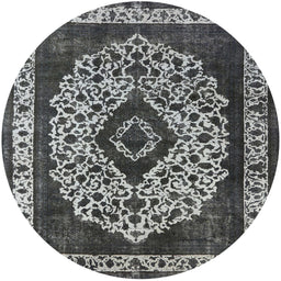 Round Machine Washable Industrial Modern Dark Gray Rug, wshurb1032