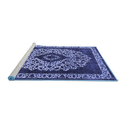 Sideview of Machine Washable Oriental Blue Industrial Rug, wshurb1032blu