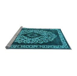 Sideview of Machine Washable Oriental Light Blue Industrial Rug, wshurb1032lblu
