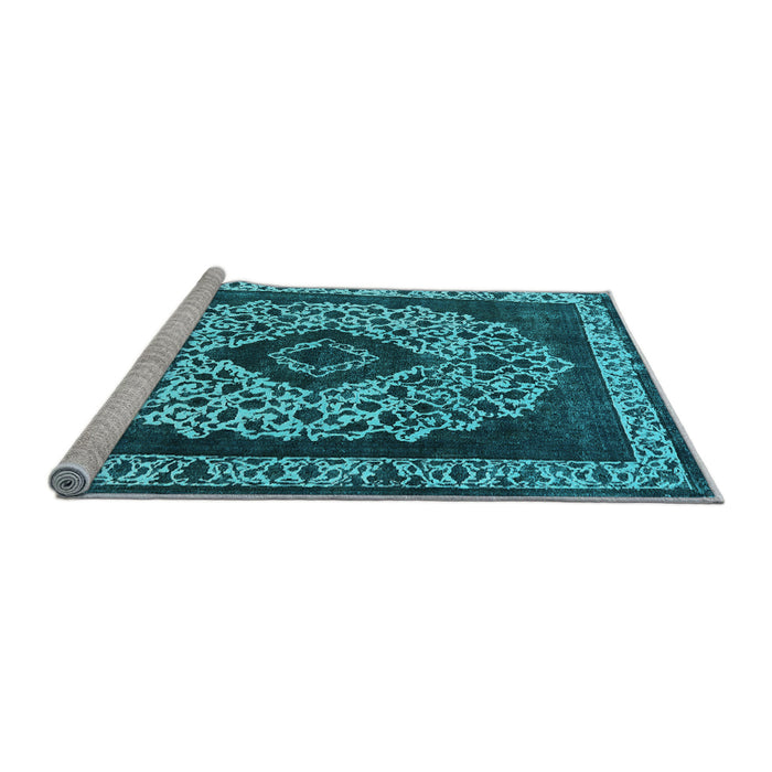 Sideview of Machine Washable Oriental Light Blue Industrial Rug, wshurb1032lblu
