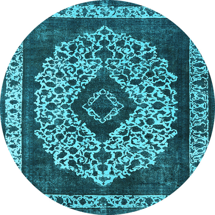 Round Oriental Light Blue Industrial Rug, urb1032lblu