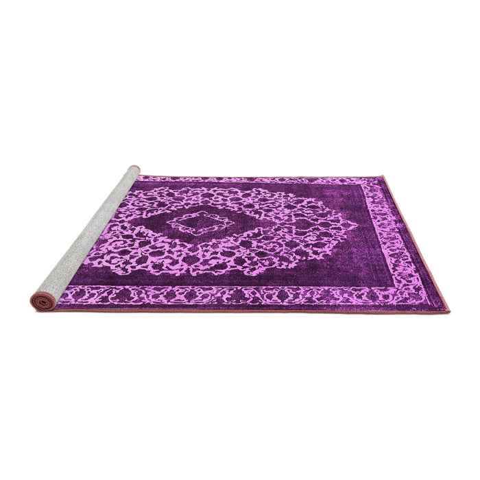 Sideview of Machine Washable Oriental Pink Industrial Rug, wshurb1032pnk