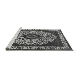 Sideview of Machine Washable Oriental Gray Industrial Rug, wshurb1032gry
