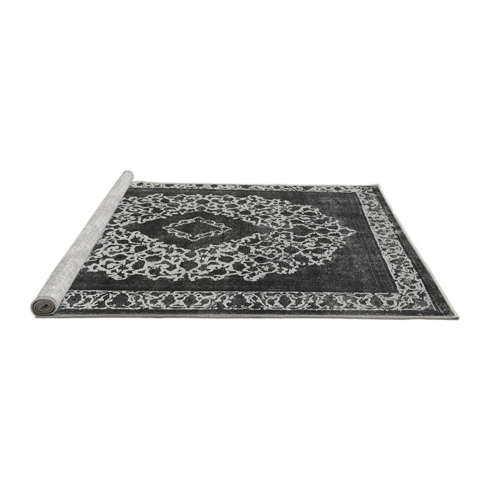 Sideview of Machine Washable Oriental Gray Industrial Rug, wshurb1032gry