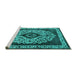 Sideview of Machine Washable Oriental Turquoise Industrial Area Rugs, wshurb1032turq