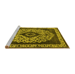 Sideview of Machine Washable Oriental Yellow Industrial Rug, wshurb1032yw