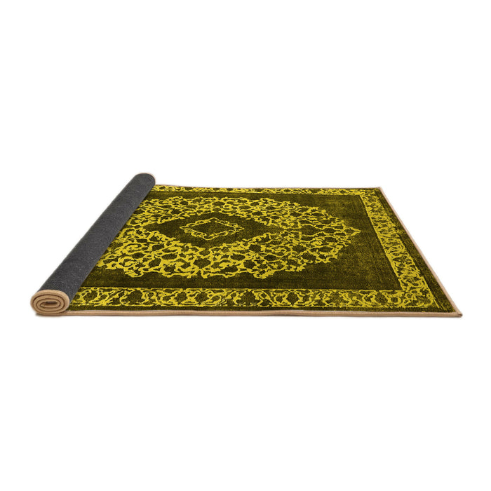 Sideview of Oriental Yellow Industrial Rug, urb1032yw