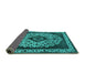 Sideview of Oriental Turquoise Industrial Rug, urb1032turq