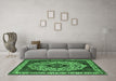 Machine Washable Oriental Emerald Green Industrial Area Rugs in a Living Room,, wshurb1032emgrn