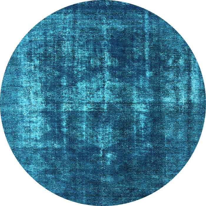 Round Machine Washable Oriental Light Blue Industrial Rug, wshurb1033lblu