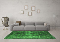 Machine Washable Oriental Green Industrial Rug, wshurb1033grn