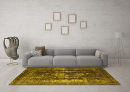 Machine Washable Oriental Yellow Industrial Rug in a Living Room, wshurb1033yw