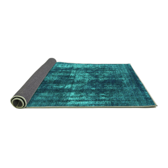 Sideview of Oriental Turquoise Industrial Rug, urb1033turq