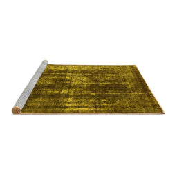 Sideview of Machine Washable Oriental Yellow Industrial Rug, wshurb1033yw