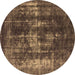 Round Oriental Brown Industrial Rug, urb1033brn