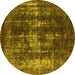 Round Oriental Yellow Industrial Rug, urb1033yw