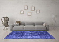 Machine Washable Oriental Blue Industrial Rug, wshurb1033blu