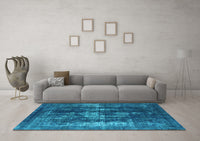 Machine Washable Oriental Light Blue Industrial Rug, wshurb1033lblu