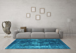 Machine Washable Oriental Light Blue Industrial Rug in a Living Room, wshurb1033lblu