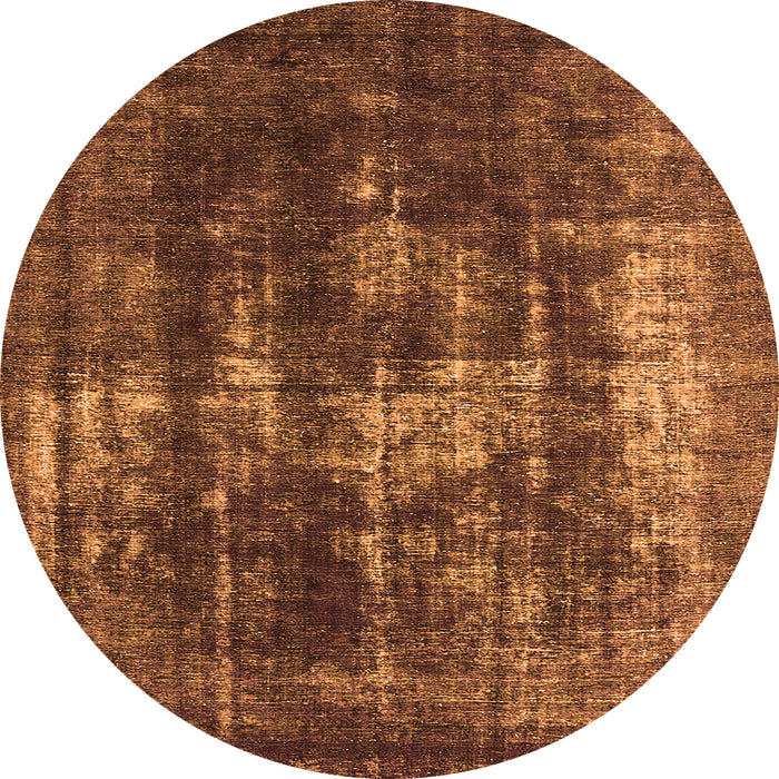 Round Machine Washable Oriental Orange Industrial Area Rugs, wshurb1033org