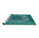 Sideview of Machine Washable Industrial Modern Teal Green Rug, wshurb1034