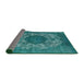 Sideview of Mid-Century Modern Teal Green Oriental Rug, urb1034