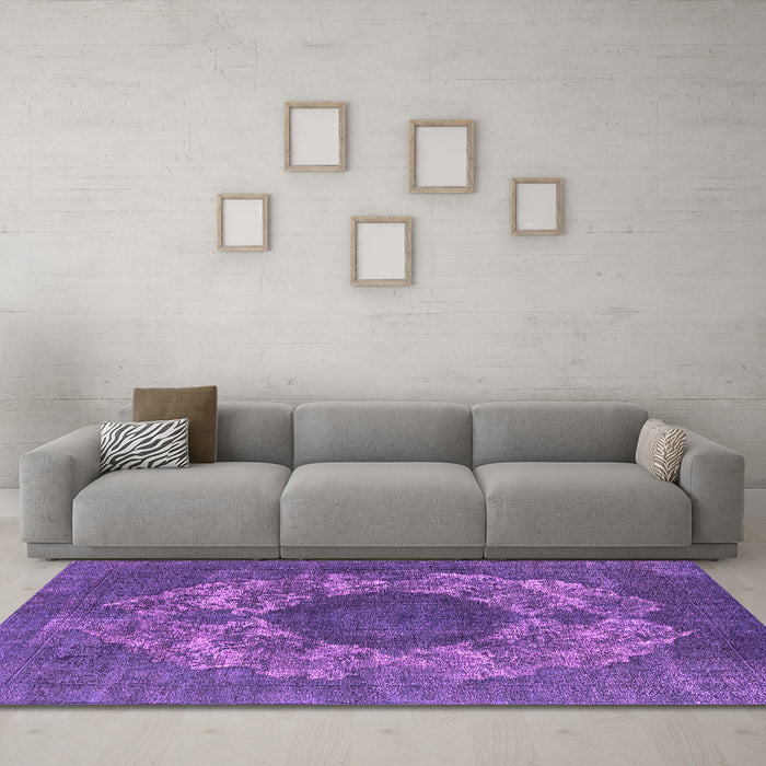 Machine Washable Oriental Pink Industrial Rug in a Living Room, wshurb1034pnk