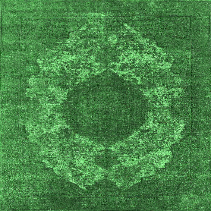 Square Oriental Emerald Green Industrial Rug, urb1034emgrn