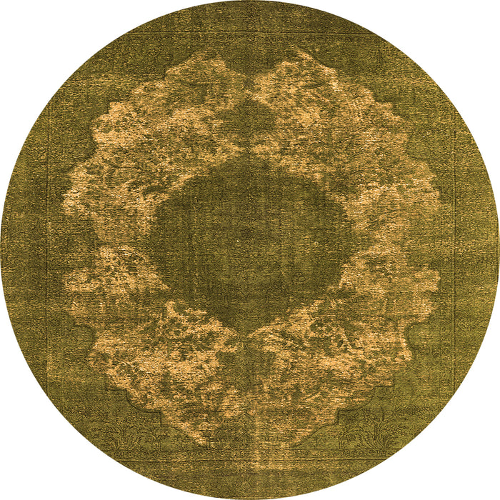 Round Machine Washable Oriental Orange Industrial Area Rugs, wshurb1034org