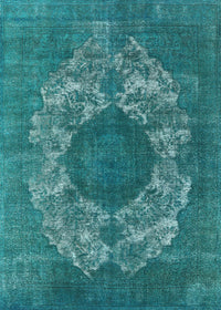 Machine Washable Industrial Modern Teal Green Rug, wshurb1034