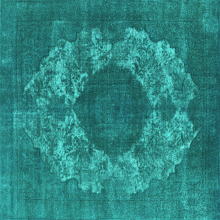 Square Oriental Turquoise Industrial Rug, urb1034turq