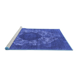 Sideview of Machine Washable Oriental Blue Industrial Rug, wshurb1034blu