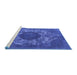 Sideview of Machine Washable Oriental Blue Industrial Rug, wshurb1034blu