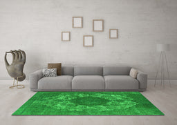 Machine Washable Oriental Green Industrial Area Rugs in a Living Room,, wshurb1034grn