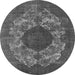 Round Oriental Gray Industrial Rug, urb1034gry