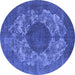 Round Oriental Blue Industrial Rug, urb1034blu