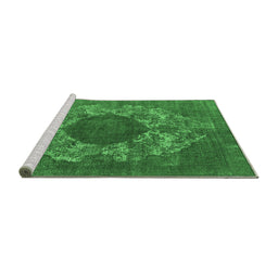 Sideview of Machine Washable Oriental Emerald Green Industrial Area Rugs, wshurb1034emgrn