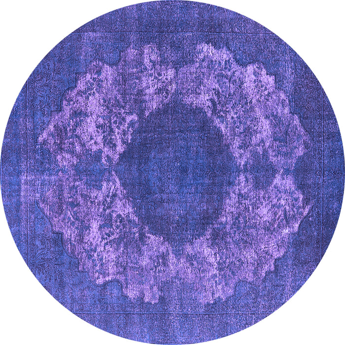 Round Machine Washable Oriental Purple Industrial Area Rugs, wshurb1034pur