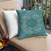 Front View of Mid-Century Modern Urban Square Teal Green Throw Pillow, 18 inch by 18 inch, pwurb1034