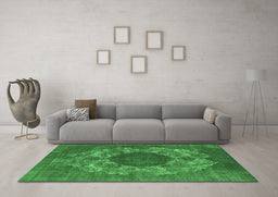 Machine Washable Oriental Emerald Green Industrial Area Rugs in a Living Room,, wshurb1034emgrn